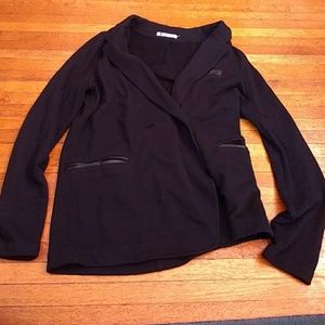 T jersey blazer leather trim